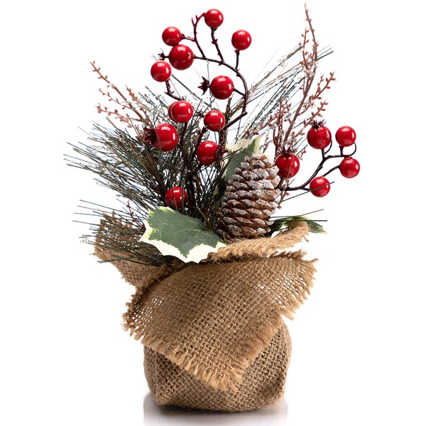 LOHASBEE Artificial Mini Christmas Tree, 10-Inch Small Tabletop Christmas Tree
