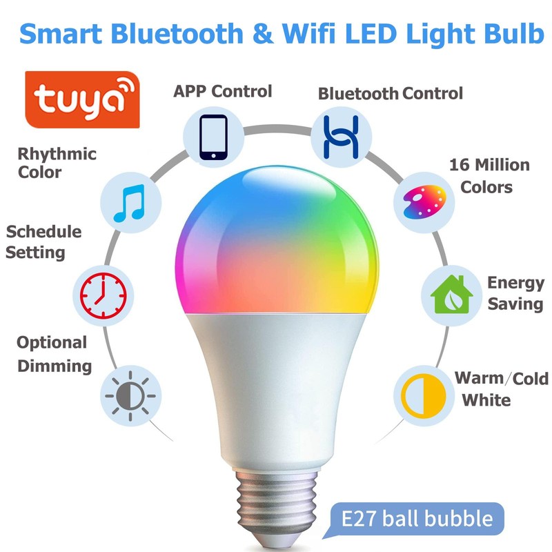 AFINSEA Smart Light Bulbs,WiFi & Bluetooth LED Light Bulb That