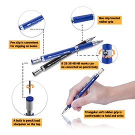 MyLifeUNIT 2.0mm Mechanical Pencil, 2mm Lead Pencil for Draft Drawing, Carpenter, Crafting, Art Sketching (Set of Pencils and Leads)