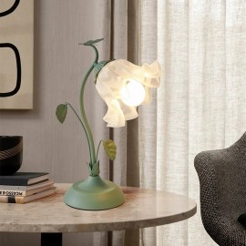 European Style Romantic Flower Table Lamp LED Warm Elegant Nightstand Light for Bedroom Living Room Office Hotel Home LightingBody color: Green, Lamp Power(W): 3.5, Plug Type: US