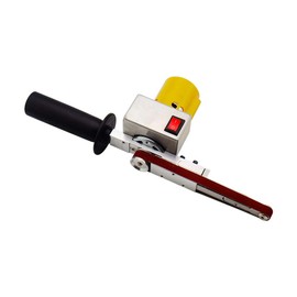 Sanding Belt Machine, Portable Hand-held Mini Angle Sander Polisher Grinder with 10pcs Abrasive Belts 7 Speeds Adjustable Mini Belt Machine Tool Woodworking for DIY Grinding, Polishing 4000-9000 RPM