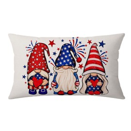 AOFANGGO Patriotic Pillow Cover 12x20 Inch National Flag Throw Pillow Cover 4th of July Pillowcase Gnomes Independece Day Decorations for Living Room Outdoor Cushion Case Rectangle