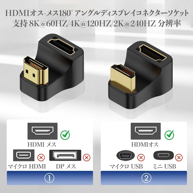 HDMI Right Connector HDMI L Adapter 2 Pcs L Shape