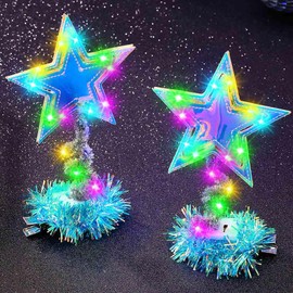 JONKY Light Up Star Hair Clips LED Headpiece Glow Cosplay Accessories Party Decorations for Women (Star)