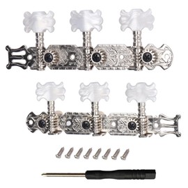 2 Pcs Guitar Machine Heads Tuning Pegs Tuning Keys Tuners, Guitar Tuners,Guitar String Tuning Peg, With Mounting Screws and screwdriver, Metal Machine Heads Tuner For Classical Guitar (Silver)