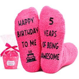 Zmart 5th Birthday Gifts for Girls - Socks for Toddlers 5t, Gift Ideas for Five Year Old Girls, Presents for 5 Year Old Girls, Pink