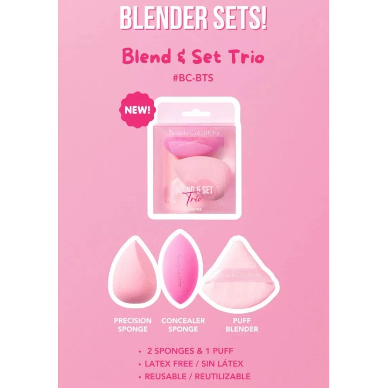 Beauty Creations Set Esponjas Blenders Sin Latex Blend Trio Beauty