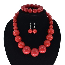 We - Juego de collar de perlas gruesas para mujer, collar y arete de perlas de imitación grandes de los años 20, conjunto de joyas para disfraz de fiesta de graduación, X-large, Zinc, Sin piedra