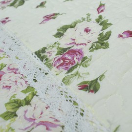 USTIDE Rustic Rose Flowers Area Carpet Home Decor Cotton Pink Roses Pattern Bedroom Floor Rugs Unique Quilted Washable Bathroom Rug 50 x 135 cm (Pink)