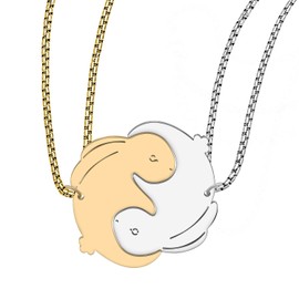 SHIGIE Stainless Steel Valentine's Day Cute Bunny Necklace Necklace Fun Rabbits Animals Festival Jewellery For Women Couple Gifts (Gold And Silver Plated)