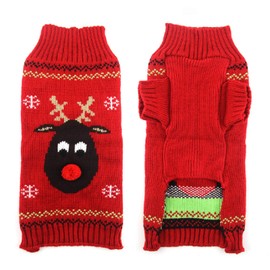 PETCARE Dog Christmas Sweater Red Ugly Funny Cute Cartoon Reindeer Cat Sweaters Jumper Holiday Dog Clothes Puppy Sweaters for Small Medium Large Dogs Fall Winter Outfits Xmas Dog Costume
