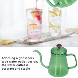 Gooseneck Kettle, Glass Teapot Long Coffee High Borosilicate Spout Glass Coffee Pot Pour over Kettle for Home (Green 350ML)