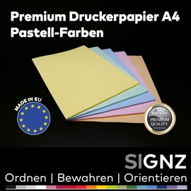 SIGNZ Copier Paper, DIN A4, Coloured (35 x 5 Pastel Colours), 80 g, 175 Sheets, Printer Paper for Home & Office, FSC Mix 70%