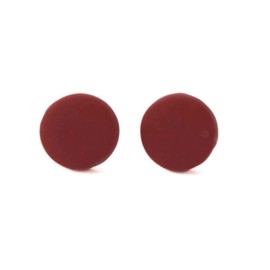 Stud Earrings for Women in Burgundy Red, Geometric Round Studs, Jewellery and Christmas Gifts for Her Under 5 (15mm)