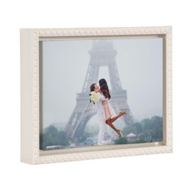 Kate and Laurel Sylvie Custom Printed Beaded Framed Canvas Wall Art, 10x8 Beaded White, Personal Canvas Print with Your Photos for Bedroom or Gallery Wall Decor | Printed and Hand Framed in the USA