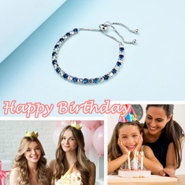 PDTU Birthday Gifts for Women Girls, 13th Cubic Zirconia Adjustable Birthday Bracelet Presents for Ladies Teenager Friends│13-80 Year Old Birthday Gifts
