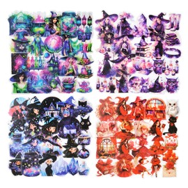 Miyouluna 200Pcs Magic Witch PET Sticker Set, Fantasy Witchcore Scrapbook Stickers for Journaling, DIY Crafts, Planner & Collage Decoration in Tin Box