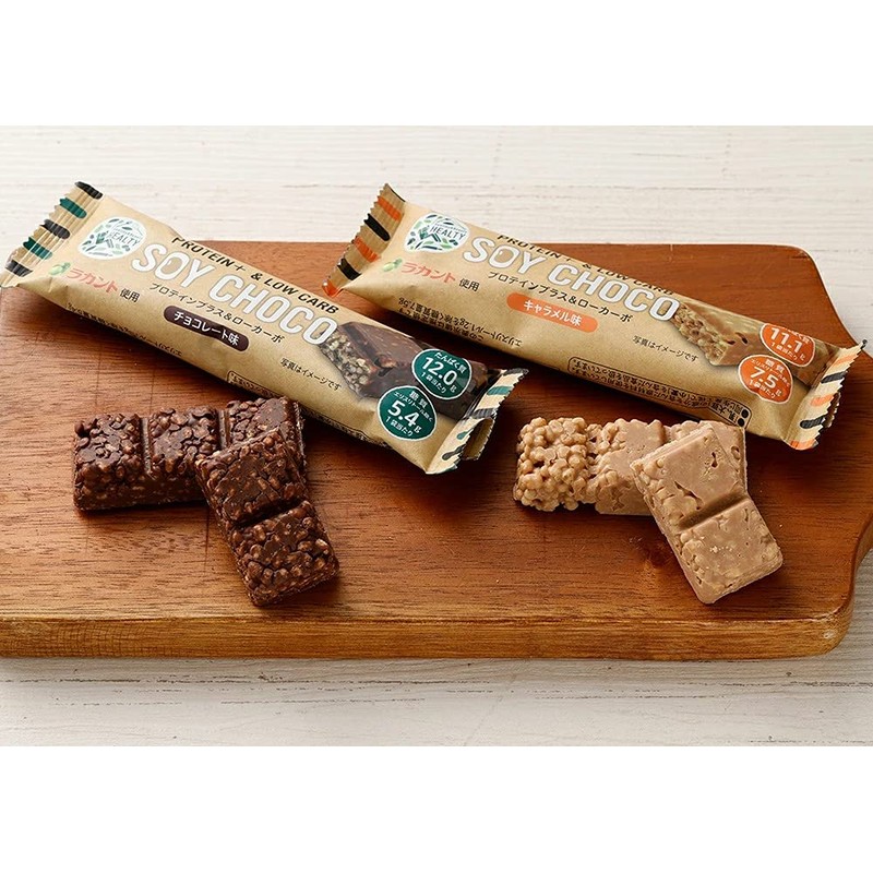 HEALTY PROTEIN+&LOW CARB SOY CHOCO 12本セット キャラメル味 プロテイン チョコバー