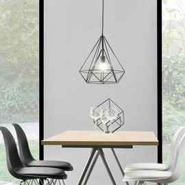 Industrial Modern E27 Base Vintage Style Metal Wire Cage 95cm Adjustable Cable with Black Metal Ceiling Pendant Lights for Living Room Hallway Kitchen Bedroom Lighting (Style 5)