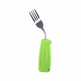 EZ Assistive - Cuchara y tenedor adaptable, fácil de sostener para comer no empotrado (tenedor verde, curvado 45°)