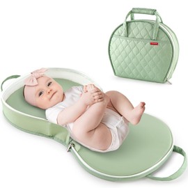 Portable Diaper Changing Pad Leather Waterproof Travel Changing Pad with Diaper Bag, Easy to Clean, Newborn Girls and Boys, Green