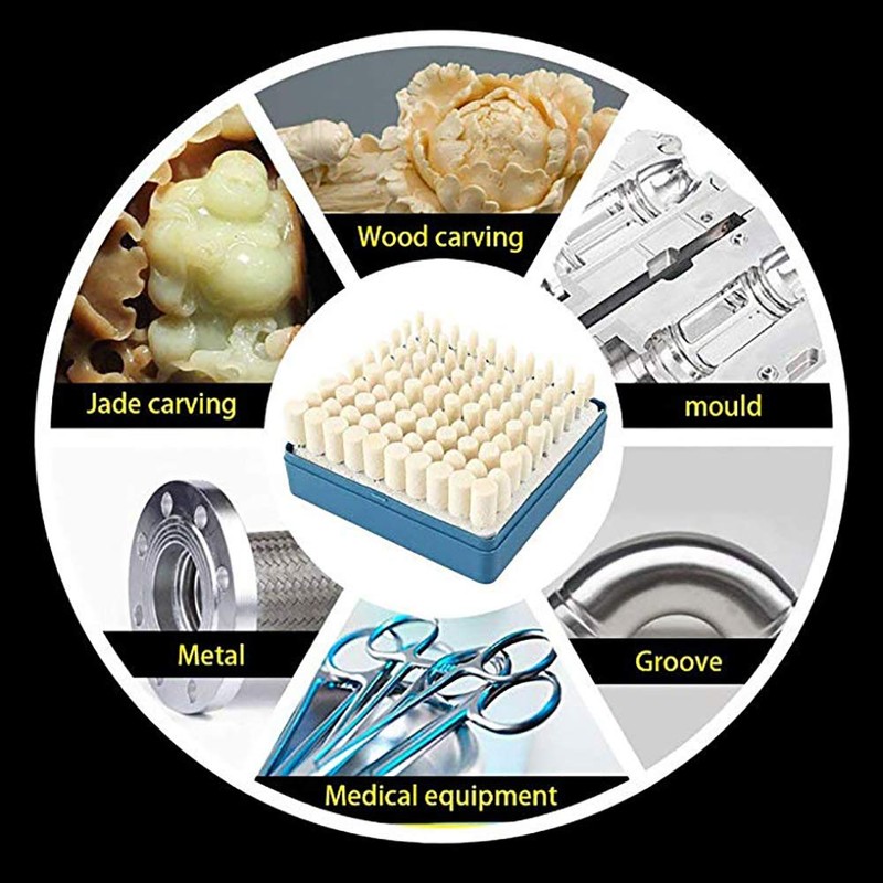 100Pcs Felt Polishing Wheels Wool Polishing Buffing Pads, Mandrel Mounted