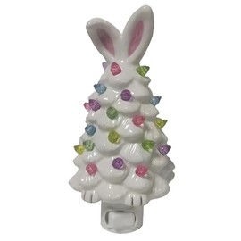 Bouasgh Cute White Resin Easter Bunny Night Light Perfect Easter Decoration and Nightlights for Children (White, 15x9x10cm)