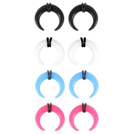 ZS 4 Pairs Acrylic Septum Taper Pincher Ring, 14G 12G 10G 8G 6G 4G 2G 0G 00G Buffalo Horseshoe Nose Ring Stretcher Expander for Stretching Pierced Nose Ear, Acrylic, no gemstone
