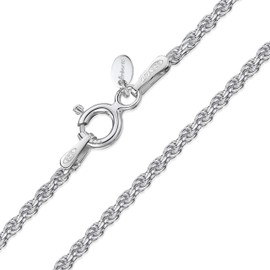 Amberta 925 Sterling Silver 1.5 mm Twisted French Rope Chain Necklace Size: 16 18 20 22 24 inch / 40 45 50 55 60 cm (24inch/60cm)