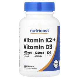 Nutricost, Vitamin K2 + Vitamin D3, 120 softgels / Nutricost (뉴트리코스트), 비타민K2 + 비타민D3, 소프트젤 120정
