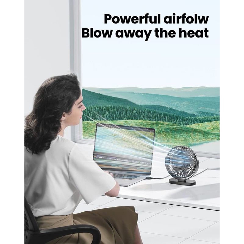 Gaiatop USB Desk Fan, 3 Speeds Powerful Portable Fan, 5.5