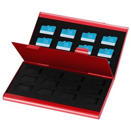 QL 24PTFRE Aluminium Memory Card Case for Ranger and Organising Cards and TF Cards 9 x 6 x 1. 3 cm Red