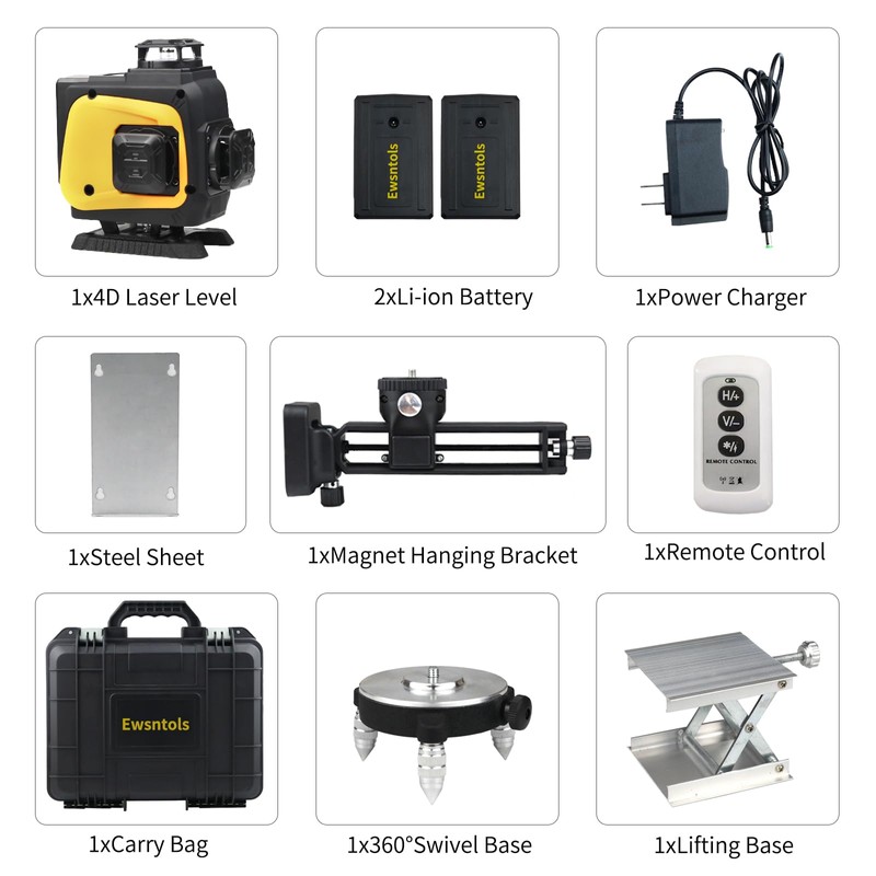 Ewsntols 4D 16-Line Laser Level with Rotatable Laser Window -