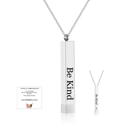 HSWYFCJY Silver Be Kind Of A B Necklaces For Women,Inspirational Vertical Bar Square Tubes Pendant With Hidden Message Band Friendship Funny Hilarious Sarcastic Jewelry Gift for Girls