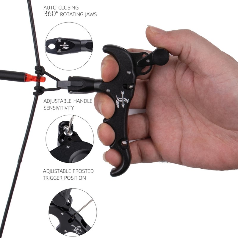 GQT Bow Release for Compound Bow, 4-Finger Archery Release Trigger,