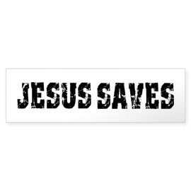 CafePress Jesus Saves Bk Sticker (Bumper) 10"x3" Rectangle Vinyl Bumper Sticker Car Decal