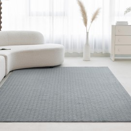 CASTLYE Faux Cashmere Area Rug - 5x7 Modern Low Pile Non-Slip Carpet for Living Room Bedroom, Gray