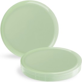 Blue Sky Edge Collection Mint Green Plastic Plates 10.6" - 10 Count, Stylish & Sturdy Disposable Dinnerware for Parties, Events, and Occasions