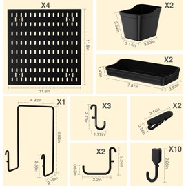 HENSHOW Wall Mount Pegboard Kit - 4 Panels & Accessories, Heavy Duty Modular Organizer for Home, Office, Craft Room & Kids Storage, Space-Saving 11.8"×11.8" DIY Tool Board‌