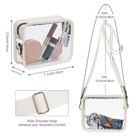 Ynport Crefreak PVC Clear Crossbody Bag Stadium Approved Transparent Shoulder Purse Wasserdichte Umhängetasche Kleine Handyhandtasche für Damen, Weiß