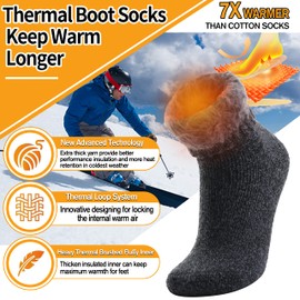 Welwoos Heated Thermal Socks for Women & Men Winter Warm Ski Thick Boot Insulated Gift Socks Stocking Stuffers for Women 3 Pairs (Dark Grey,M)