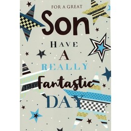 SPECIAL SON BIRTHDAY CARD. MODERN DESIGN. 8 X 5.5 INCHES OE