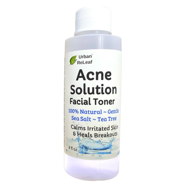 Urban ReLeaf Acne Solution Facial Toner! Sea Salt & Tea Tree. Disinfects Skin, Calms & Heals breakouts. 4 oz. Gentle Effective. 100% Natural & Soothing