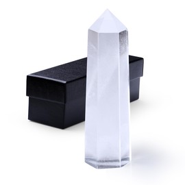 QINJIEJIE Large Rock Crystal Crystals Tower 4 Inch Healing Stone Crystal Stone Towers 1 Piece Clear Quartz Hexagonal Point Rods Gemstones for Wicca Crystal Grid Reiki Meditation 9-10 cm