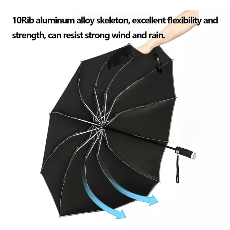 OEM Sombrilla Reversible Abre Automatico Uv Con Luz Lluvia Y