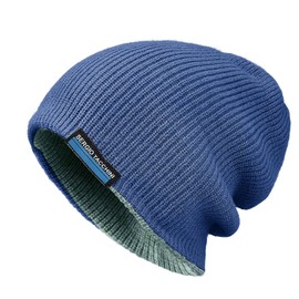 Croogo Reversible Warm Beanie Knit Slouchy Double Layer Winter Thermal Hats Ski Stocking Skull Cap,Royal Blue/Sky Blue-KH35