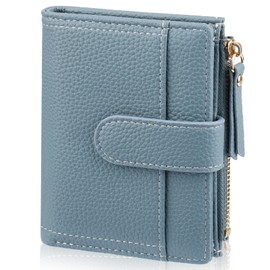 Deepton Women's Leather Purse, Small Leather Purse with Zip Coin Compartment, blue, S, Modern