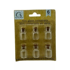 Crafter's Square Miniature Glass Cork Lid Bottles -6 Pack- .05 fl oz Containers Crafter's Square