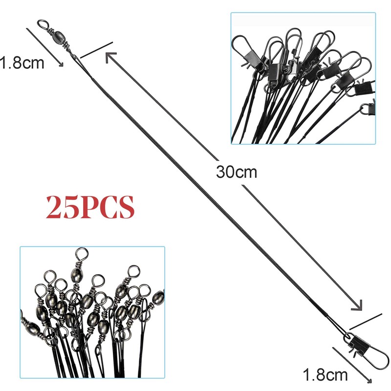 25 LURE WIRE TRACES spinning pike fishing swivel zander