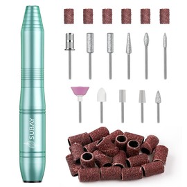 SUBAY Electric Nail Drill Machine, Compact Electric Nail File for Acrylic Gel Nails, E file Nail Drill Come with 11Pcs Nail Drill Bits and Sanding Bands for Salon Home Use Green